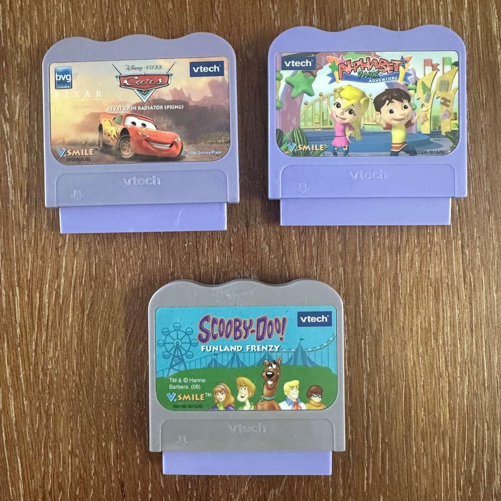 VTech V.Smile Game Lot Cars Alphabet Park Scooby-Doo Funland Frenzy 3 Cartridges